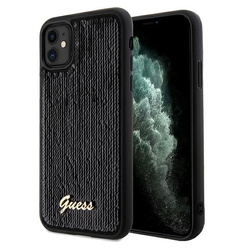 Guess nakładka do iPhone 11 GUHCN61PSFDGSK HC SEQUIN SCRIPT METAL czarna