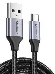 Nickel-plated USB-C cable QC3.0 UGREEN 1.5m with aluminium plug (Black)