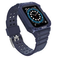 Protect Strap Band opaska z etui do Watch 7 / 6 / 5 / 4 / 3 / 2 / SE (41 / 40 / 38mm) obudowa pancerny pokrowiec na zegarek niebieski