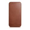 iCarer CE Oil Wax Premium Leather Folio Case skórzane etui iPhone 14 Plus z klapką magnetyczne MagSafe brązowy (AKI14220707-BN)