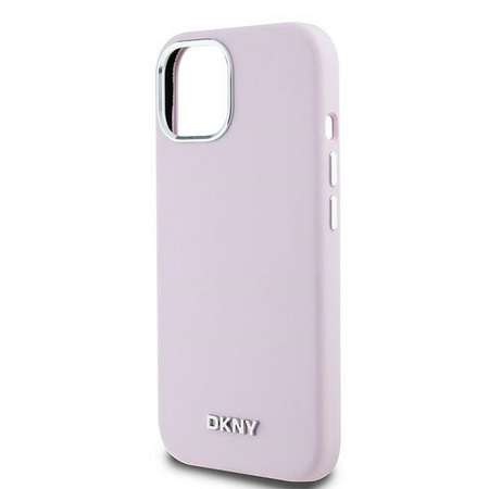 DKNY DKHMP15SSMCHLP iPhone 15 / 14 / 13 6.1" różowy/pink hardcase Liquid Silicone Small Metal Logo MagSafe