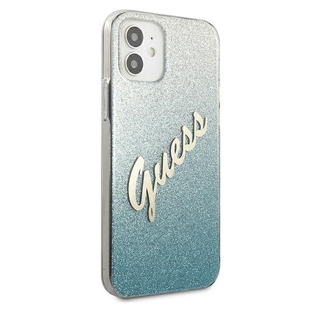 Guess Glitter Gradient Script - Etui iPhone 12 mini (niebieski)