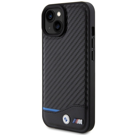 Etui BMW Leather Carbon na iPhone 15 - czarne