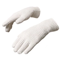 Braided telephone gloves with cutouts for fingers - beige