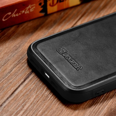 iCarer Leather Oil Wax Genuine Leather Case for iPhone 14 (MagSafe Compatible) Black (WMI14220717-BK)