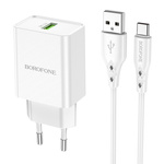 Borofone Ładowarka sieciowa BN5 Sunlight - USB - QC 3.0 18W z kablem USB na Typ C biała