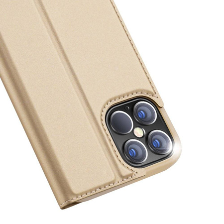 Etui IPHONE 12 PRO MAX z klapką Dux Ducis skórzane Skin Leather złote