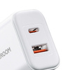 Joyroom JR-TCF05 20W USB-C / USB-A Fast Dual Port Wall Charger - White + USB-C - Lightning 1m