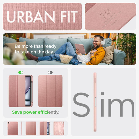 Spigen Urban Fit Hülle für iPad Air 10,9&#39;&#39; 4/5 2020-2022 / 11,6&#39;&#39; 2024 – Rosa