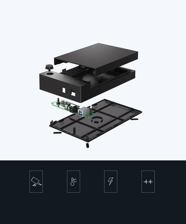 Ugreen kieszeń na dysk HDD obudowa dysku SATA 3,5'' USB 3.0 czarny (50422)