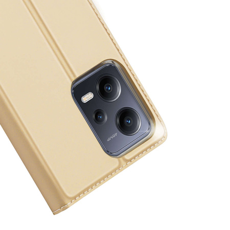 Dux Ducis Skin Pro Case For Xiaomi Redmi Note 12 5G / Poco X5 5G Flip Cover Card Wallet Stand Gold