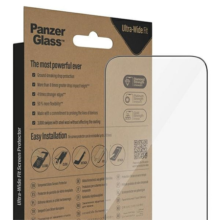 Tempered Glass 5D IPHONE 14 PRO PanzerGlass Ultra-Wide Fit Screen Protection Anti-reflective Antibacterial Easy Aligner Included (2784)