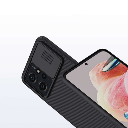 Gepanzertes Xiaomi Redmi Note 12-Gehäuse mit Kameraabdeckung Nillkin CamShield Case - schwarz