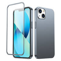 Joyroom 360 Full Case front and back cover for iPhone 13 + tempered glass screen protector grey (JR-BP927 tranish)