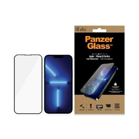 Gehärtetes Glas 5D IPHONE 13 PRO MAX PanzerGlass E2E Microfracture Case Friendly AntiBacterial (o2746) schwarz