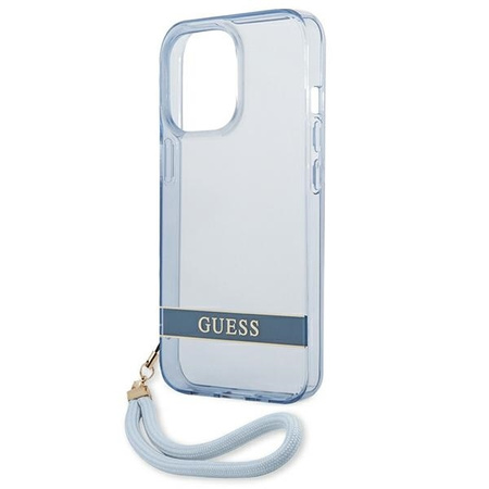 Case IPHONE 13 PRO Guess Hardcase Translucent Stap (GUHCP13LHTSGSB) blue