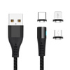 Maxlife kabel magnetyczny MXUC-02 USB - Lightning + USB-C + microUSB 1,0 m 2A czarny nylonowy