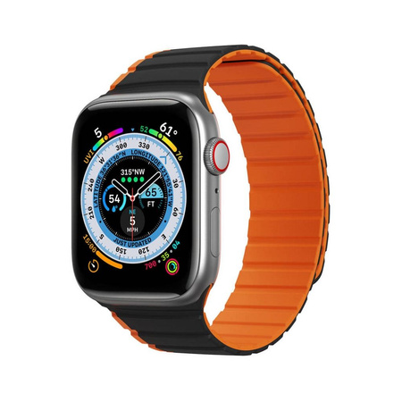 Magnetisches Apple Watch SE, 8, 7, 6, 5, 4, 3, 2, 1 (41, 40, 38 mm) Dux Ducis Armband (LD-Version) – Schwarz und Orange