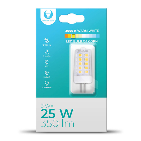 Żarówka LED G4 Corn 3W 12V 3000K 350lm Forever Light