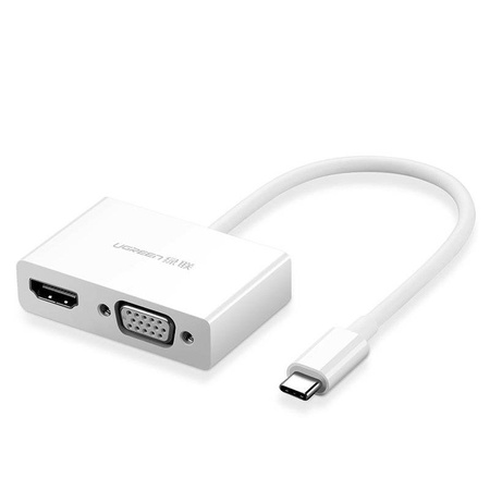 Ugreen przejściówka adapter konwerter wideo USB Typ C - HDMI / VGA biały (MM123)