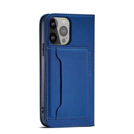 Magnet Card Case for iPhone 13 Pro cover card wallet card stand blue