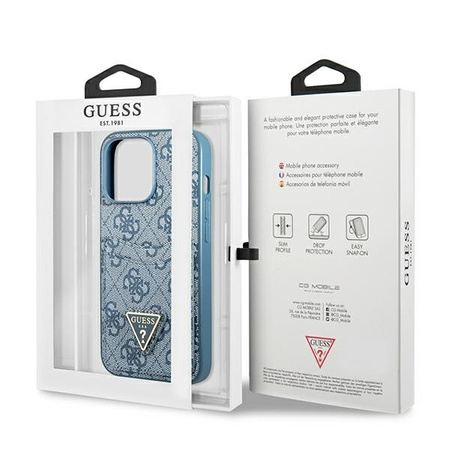 Schutzhülle IPHONE 13 PRO Guess Hardcase 4G Triangle Logo Cardslot (GUHCP13LP4TPB) blau