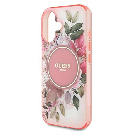 Guess IML Flower & Tonal Circle MagSafe - Etui iPhone 16 (różowy)