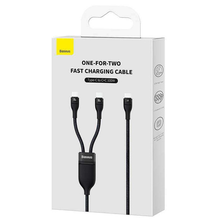 2in1 USB cable Baseus Flash Series USB-C do USB-C 100W, 1.5m (black