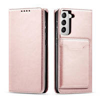 Magnet Card Case for Samsung Galaxy S22 + (S22 Plus) Pouch Wallet Card Holder Pink