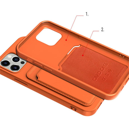 Card Case silicone wallet case with card holder documents for iPhone 12 Pro Max orange