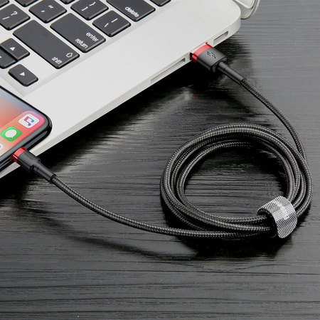 Baseus Cafule Cable - Kabel połączeniowy USB do Lightning, 2.4 A, 1 m (czerwony/czarny)