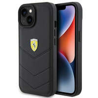 Ferrari Quilted Metal Logo-Hülle für iPhone 15 – Schwarz