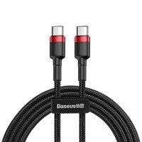 Baseus Cafule Cable wytrzymały nylonowy kabel przewód USB-C PD / USB-C PD PD2.0 60W 20V 3A QC3.0 2M czarno-czerwony (CATKLF-H91)