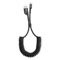 Baseus Fish Eye Spring Data Cable sprężynowy kabel USB / Lightning 1M 2A czarny (CALSR-01)