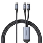 2-in-1-Kabel Joyroom Speedy-Serie SA21-1T2 USB-C - USB-C / Lightning 100 W 1,5 m schwarz