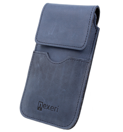 Kabura Pionowa IPHONE 13 / 13 PRO / 12 / 12 PRO Etui Skórzane do Paska Otwierana Portfel Nexeri Flap Leather granatowa