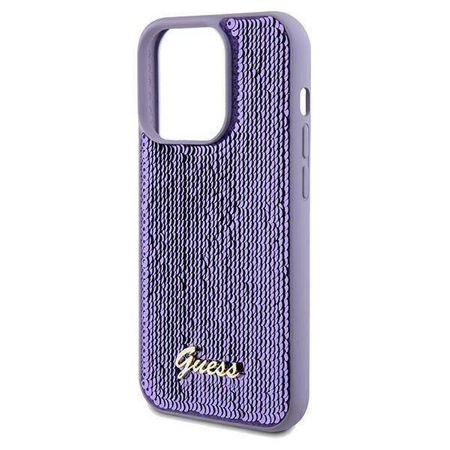 Original Case IPHONE 14 PRO Guess Hardcase Sequin Script Metal (GUHCP14LPSFDGSU) purple