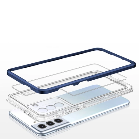 Clear 3in1 case for Samsung Galaxy S23+ silicone cover with frame blue