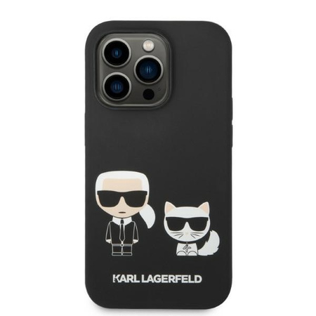 Karl Lagerfeld KLHMP14LSSKCK iPhone 14 Pro 6.1&quot; Hardcase schwarz / schwarz Liquid Silicone Karl &amp; Choupette Magsafe