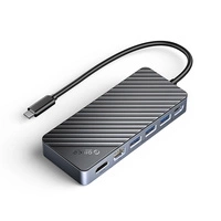 Kieszeń dyskowa M.2 z HUB 8w1 input: USB-C / output: 1x USB-A 3.2 + 1x 1x USB-C 3.2 + 2x USB-A 2.0 + 1x HDMI + 1x Ethernet - czarna