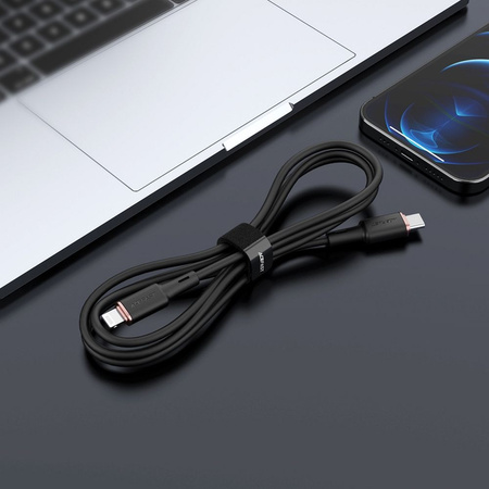 Kabel MFI USB-C - Apple Lightning 3A 1,2m Szybkie Ładowanie i Przesyłanie Danych Zinc Alloy Silicone Charging Data Cable (C2-01) czarny