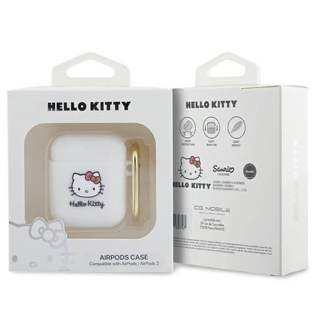 Etui Hello Kitty Silicone 3D Kitty Head na AirPods 1/2 - białe