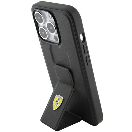 Ferrari nakładka do iPhone 15 Pro Max 6,7&quot; FEHCP15XGSPSIK czarna HC GRIP STAND PU