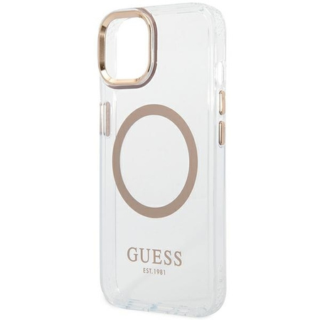 Guess GUHMP14SHTRMD iPhone 14 6.1 &quot;gold / gold hard case Metal Outline Magsafe