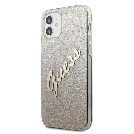 Guess Glitter Gradient Script - Etui iPhone 12 mini (złoty)