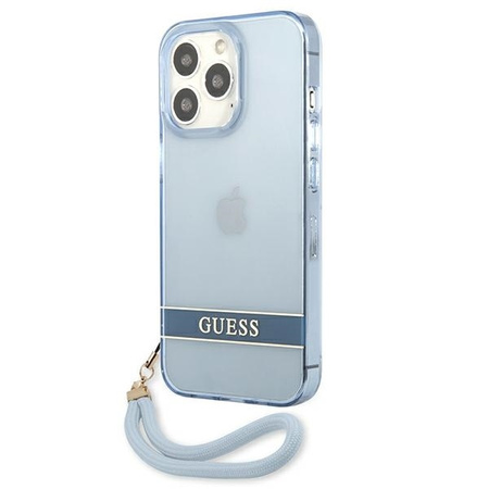 Case IPHONE 13 PRO Guess Hardcase Translucent Stap (GUHCP13LHTSGSB) blue