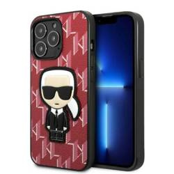 Original Handyhülle IPHONE 13 PRO Karl Lagerfeld Hardcase Monogram Ikonik Patch rot