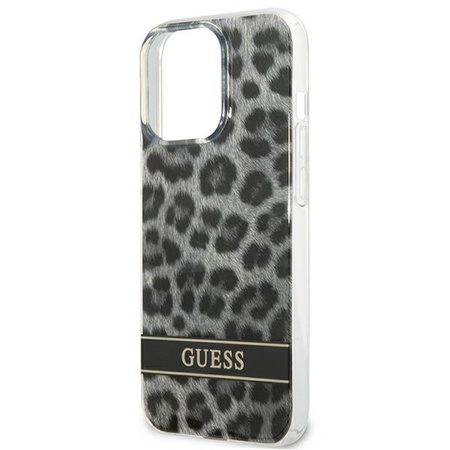 Case IPHONE 13 PRO Guess Hardcase Leopard (GUHCP13LHSLEOK) gray