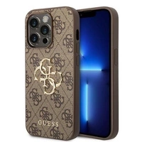 Etui Guess 4G Big Metal Logo do iPhone 15 Pro - brązowe