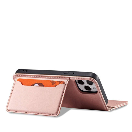 Magnet Card Case for iPhone 12 cover card wallet card stand pink